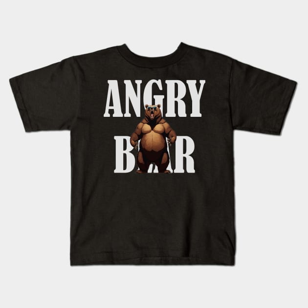 Angry Bear Kids T-Shirt by AT Digital